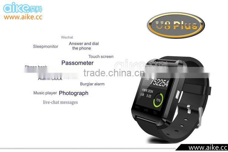 2016 New Bluetooth Smart Watch U8 Plus U Watch for Samsung S4 HTC LG Huawei Android Phone Smartphone Sync Call Remote shutter