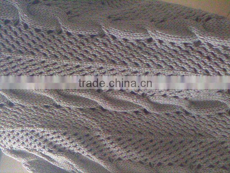 Fat Acrylic Cable Knitting Throw Blanket