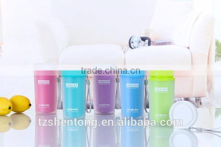 Wide mouth double wall portable bpa free plastic drinking water bottle