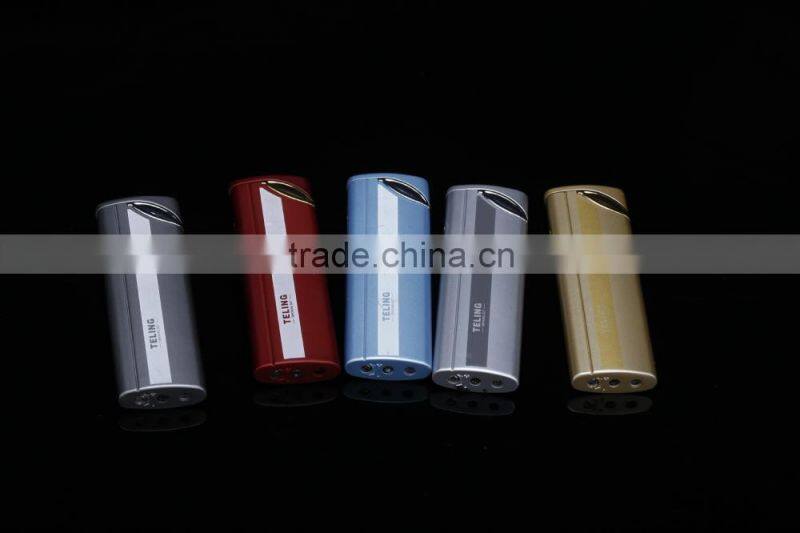 Unique design green flame metal lighter with a leaf shape decoration