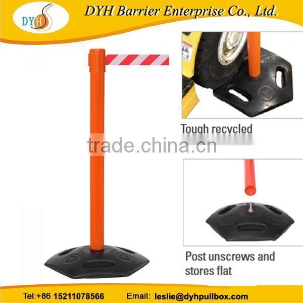 Factory pole stanchion Warehouse rubber retractable belt barrier