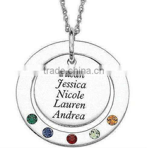 custom Stainless Steel Couple's Engraved Name Charm Pendant with 20" Chain