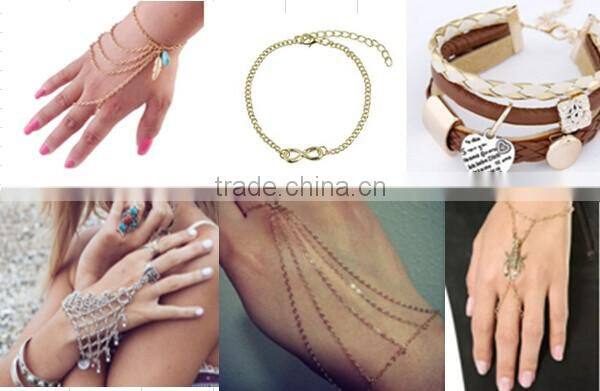 New charm Hot Selling Fashion Turquoise Gold Chain ring Cuff Bracelet