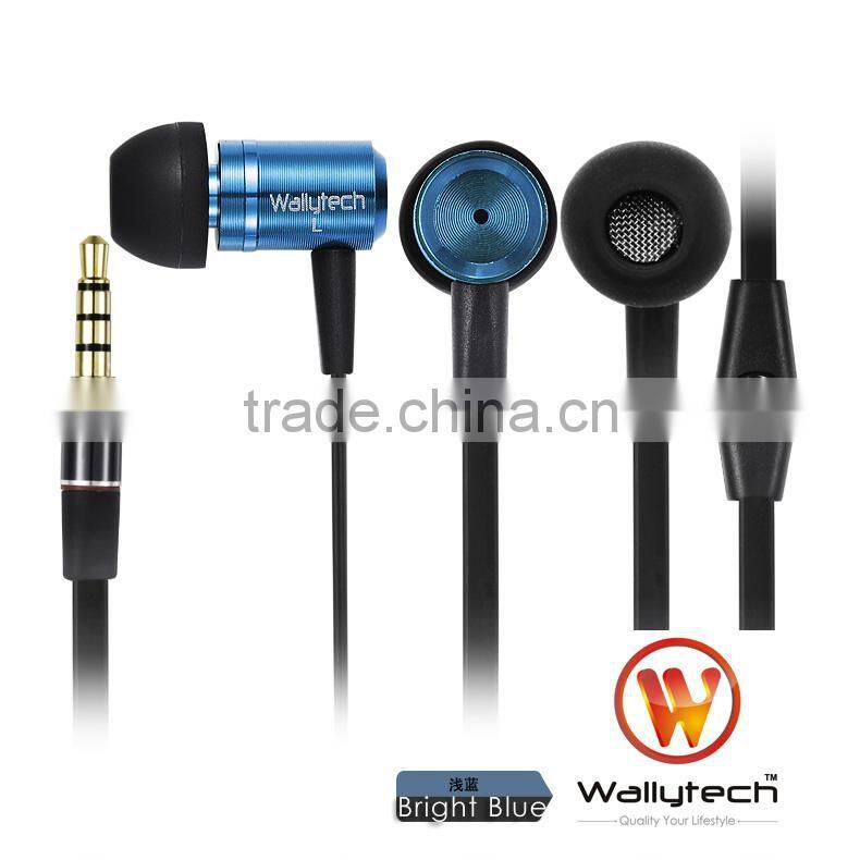 WHF-110 Flat Cable In-Ear Metal Earphones with Microphone and ON/OFF Remote for gift