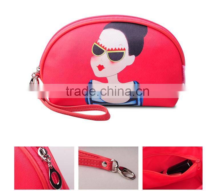 Wholesale PU cosmetic bag with long zipper