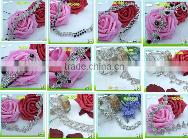 2016 Cheerfeel bling black plated rhinestone chain for decoration