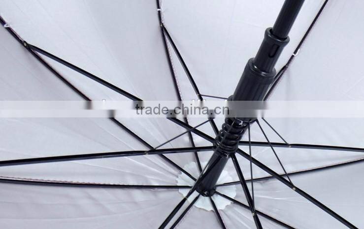 UV coated inside silver Promotional trendy high quality stick/ straight umbrella