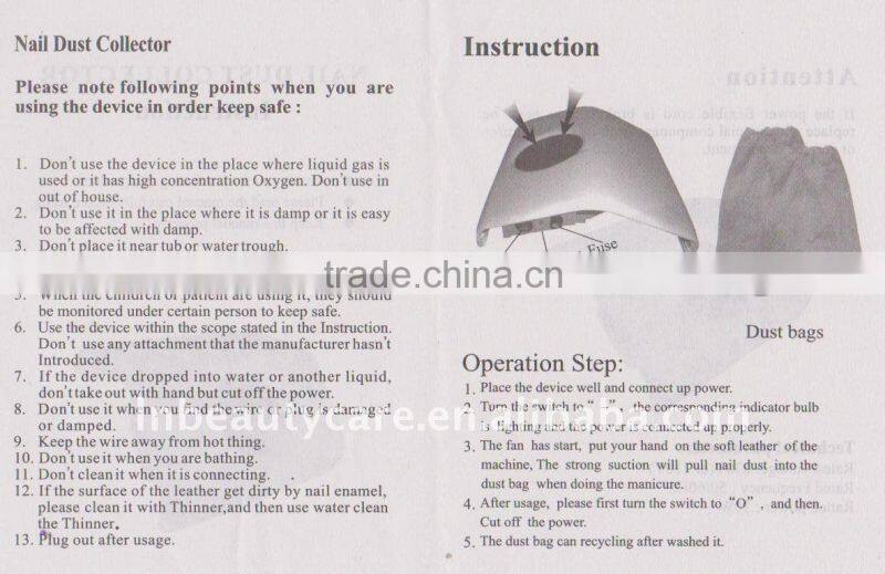 SMART Nail Art Dust Suction Collector machine for collect nail dust