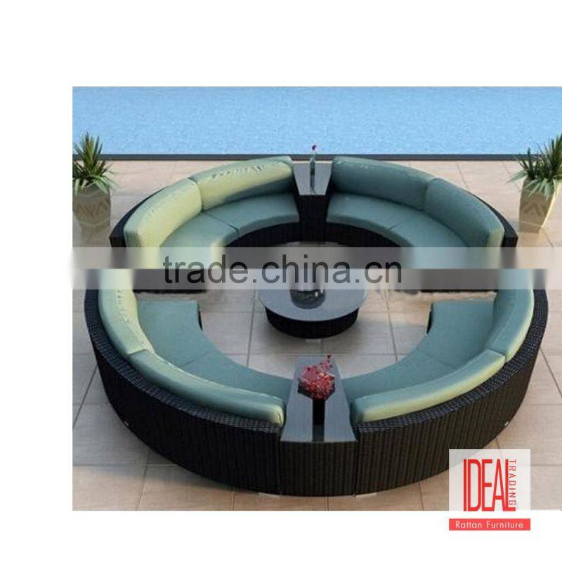 2016 hot sellling good quality rattan outdoor furniture half round sectional sofas
