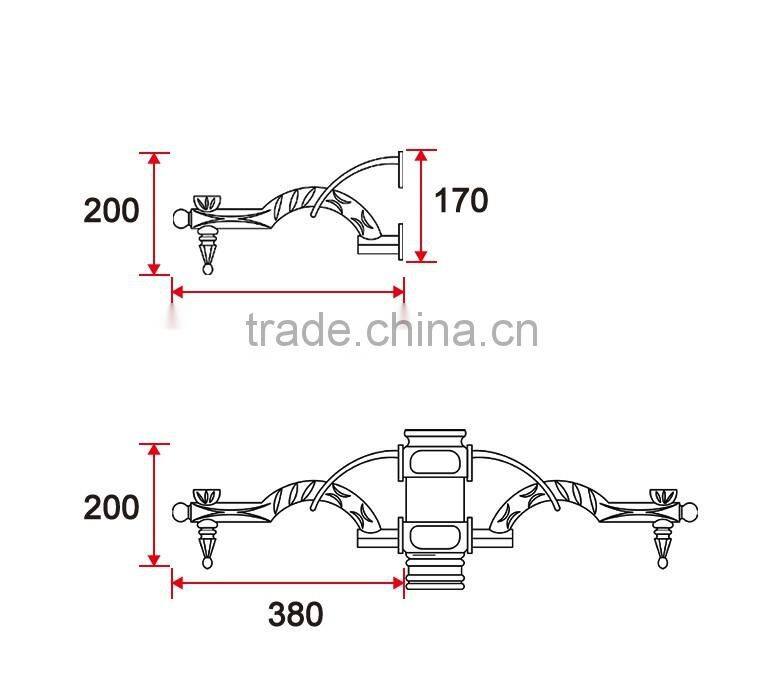 D033 Outdoor Post Light Cast Aluminum Lamp Arm
