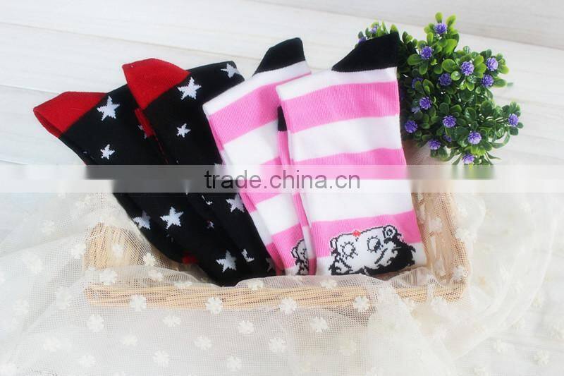 Custom New Design Cheap Clever Girls Cartoon Knee High Sock