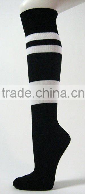 professional quality men's red nylon designer stripes knee high customized wholesale long football socks