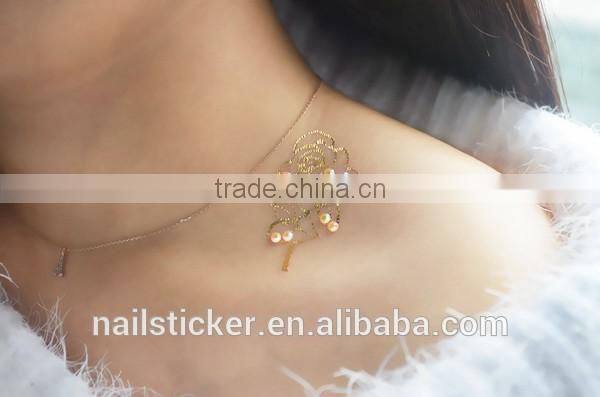 custom new fashion rhinestone metallic tattoo crystal gold foil tattoo stickers