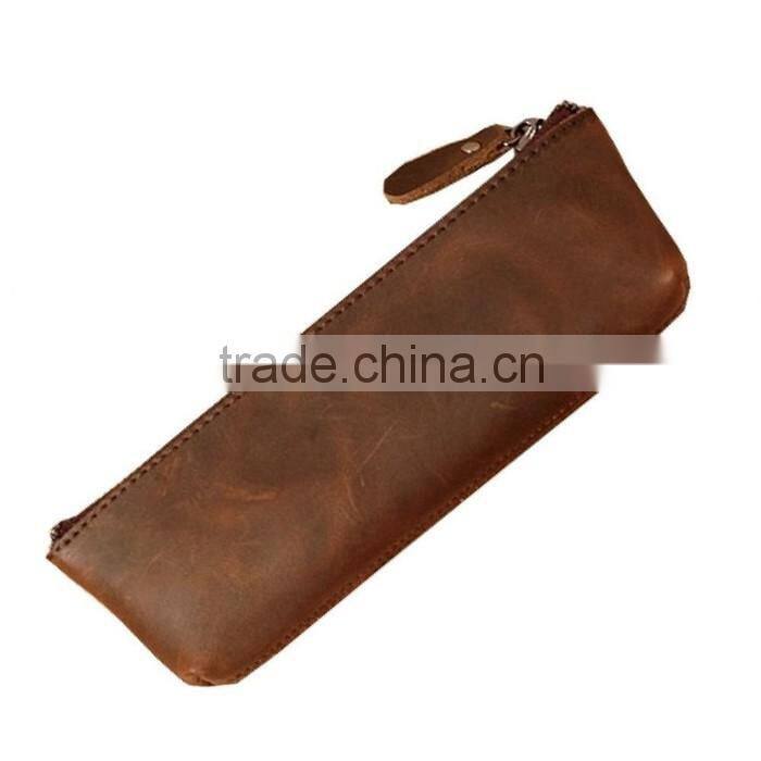 Leather Pencil Pouch Vintage Style Soft Pen Pencil Case for Student Professionals and Artists Gifts Multiple Purpose