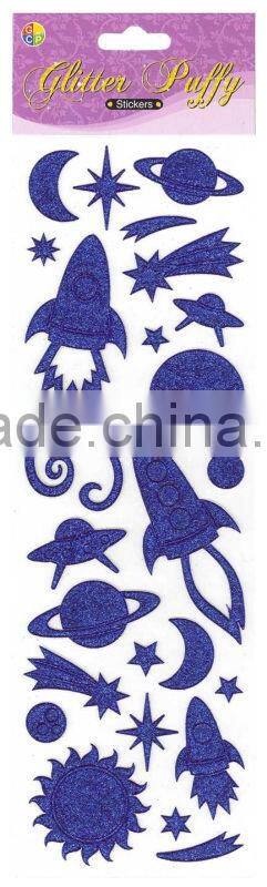 Fashional Decorative 3D Glitter Puffy Sticker For Kids