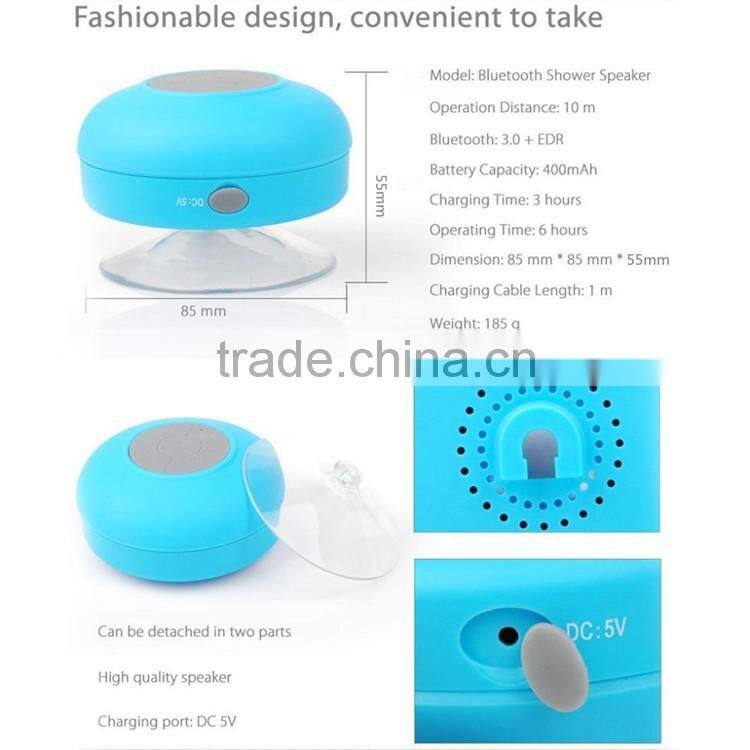 Wireless Stereo Shockproof Shower Waterproof Bluetooth Speaker With Suction Cup For Bathroom,Car,Outdoor Use