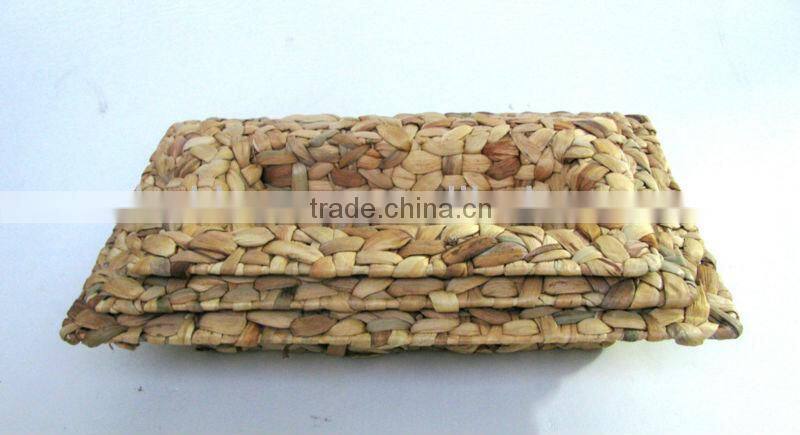 Natural Water Hyacinth Shallow Decoration Basket Set of three