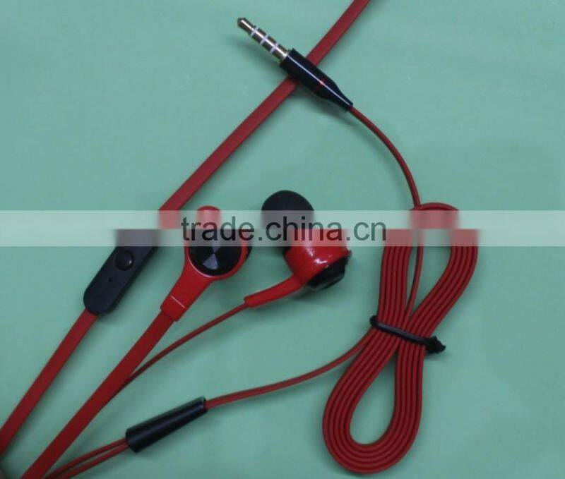 3mm flat cable mobile earphone&earbud with mic from manufacturer