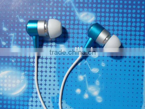 Fashion Metal blue Earphones with deep bass inear headphone