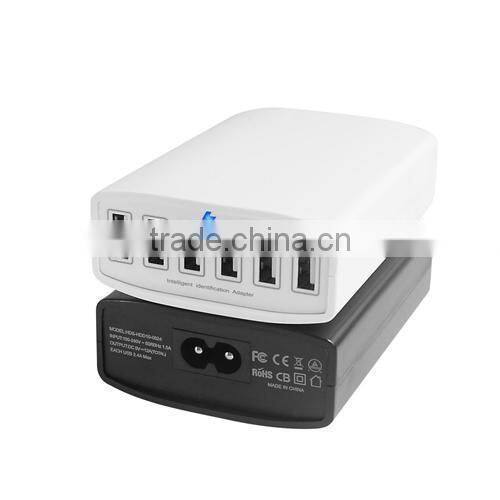 China Factory 5-6 port Intelligent usb travel charger 12A