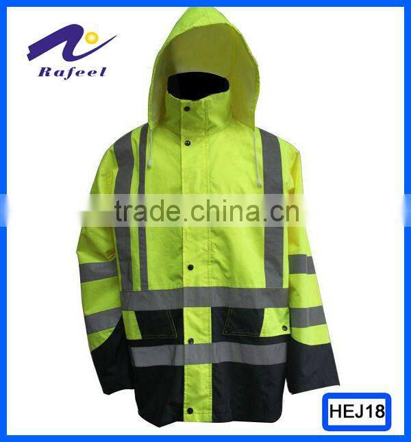hi-vis waterproof quilted cotton bomber jacket