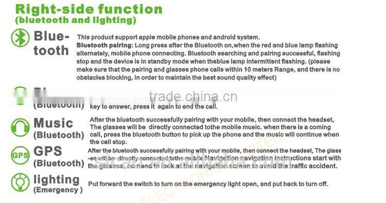 mobile phone video smart glasses with bluetooth