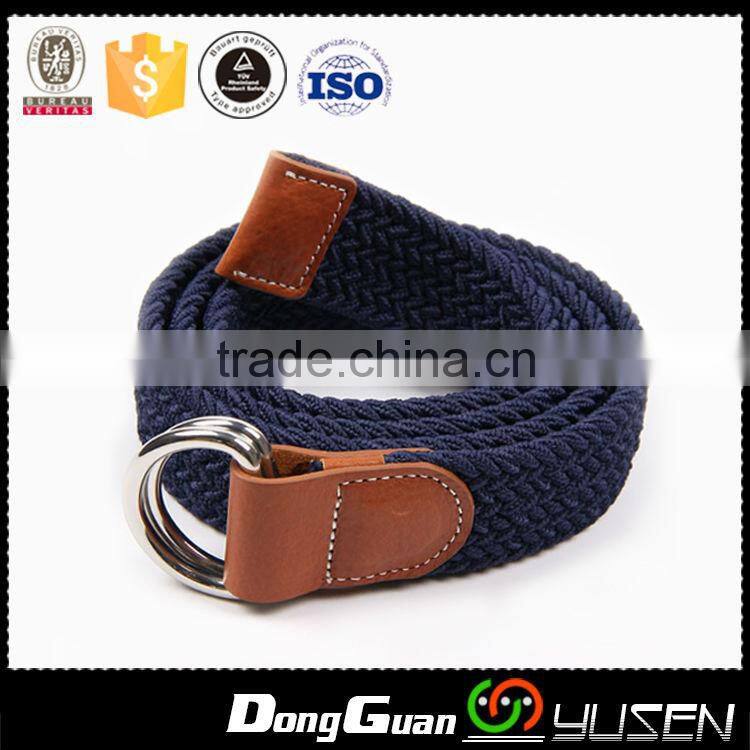 Customized D Ring Navy Canvas Belt With Genuine Leather