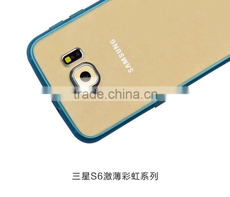 Hot transparent black 0.8MM thin PC+TPU phone cases for S6