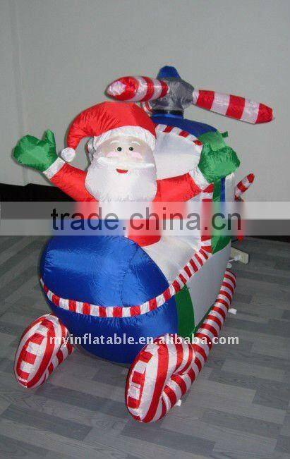 Inflatable santa in Helicopter