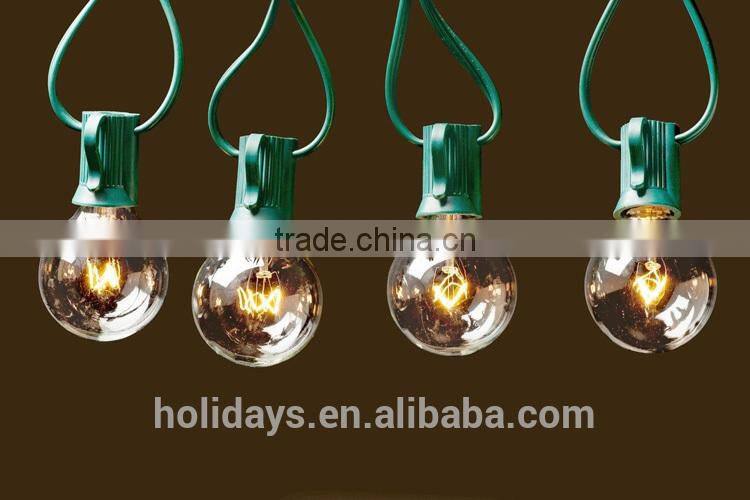 UL Listed Green 25 Clear Bulbs Commercial Outdoor G40 Globe String Lights