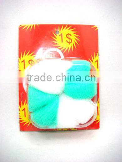 flower shaped bath sponge with rope/bath net sponge ball/mesh bath sponge