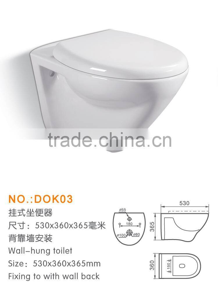 Hot sales wc clean ceramic bathroom grade A clean wall hung toilet DOK011