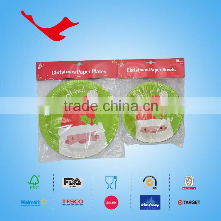 Christmas Party Round Printed paper plate for fruit & sweet