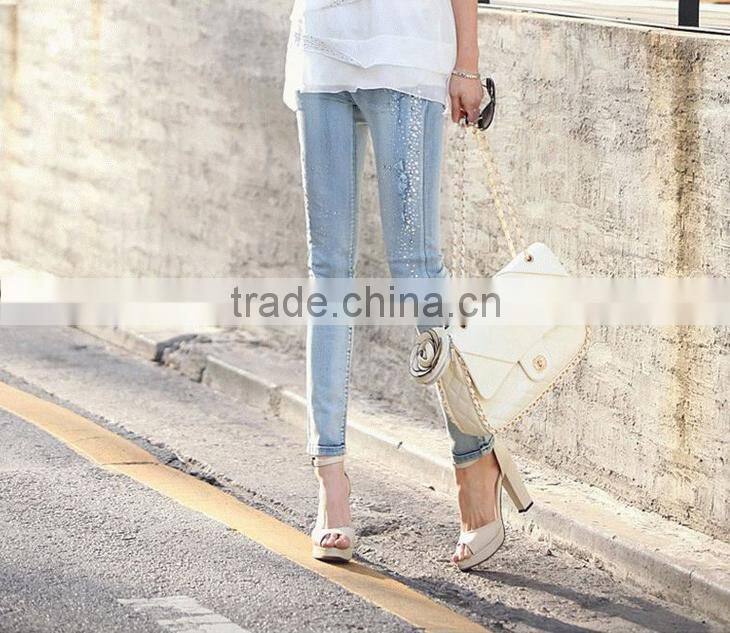 The new hot drilling Slim thin jeans women trousers