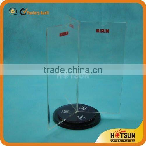 High quality acrylic tabletop menu display stand with logo silkscreen