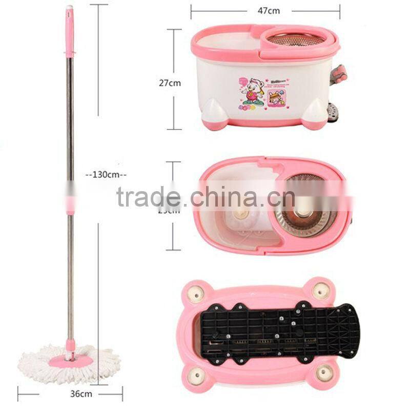 Walkable Deluxe Magic Mop and Spin Dry Bucket with two Mop Heads + Squeegee