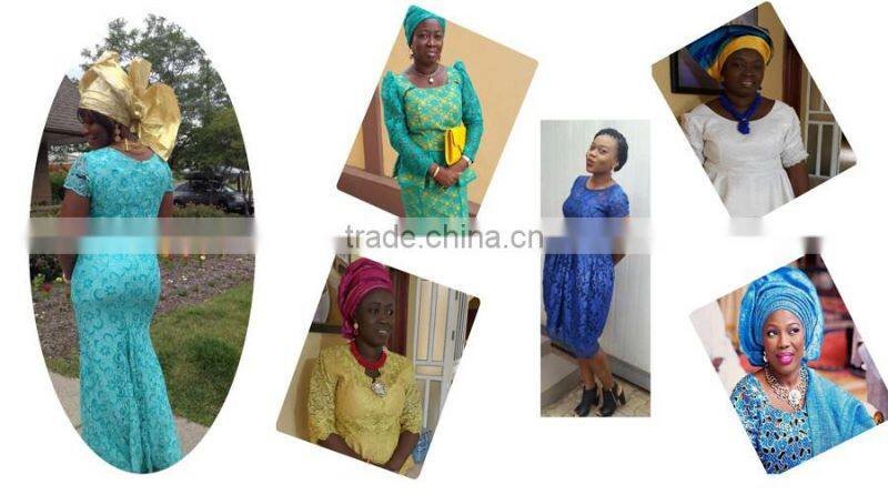 2016 new women headtie african gele headties with gold leaves pattern