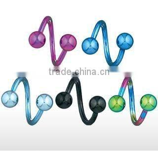 Hot 316l stainless steel twist piercing jewelry labret rings