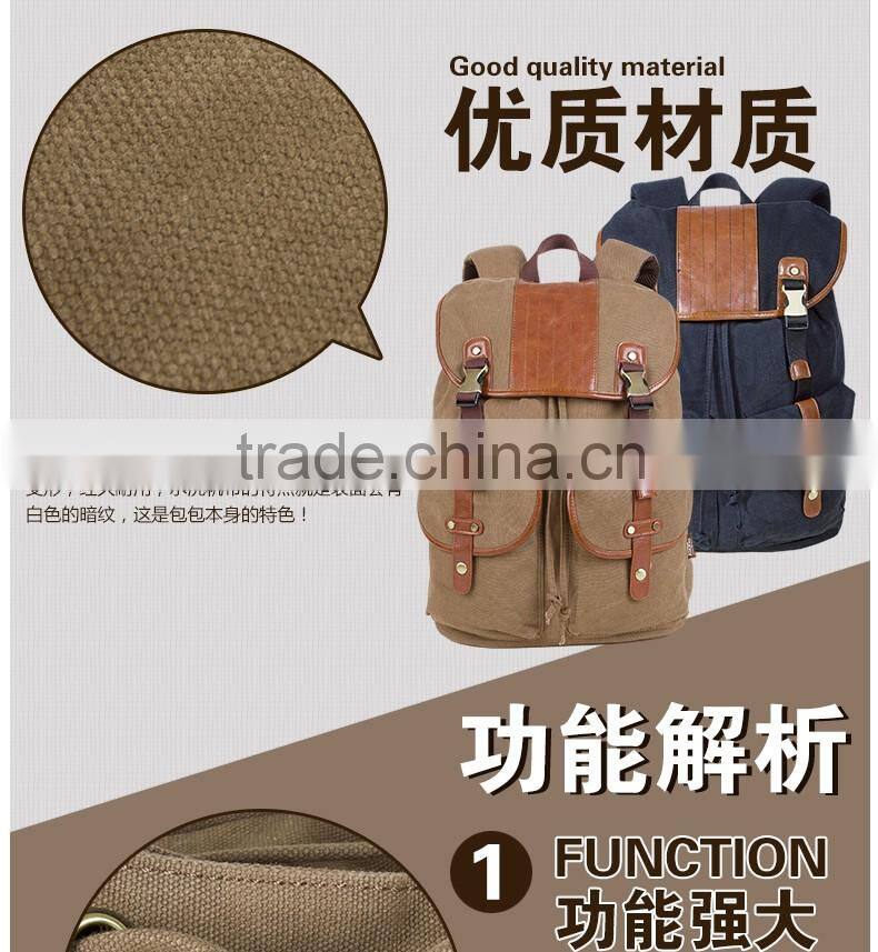 Draw String Custom Logo OEM Black Fashion Day Canvas Backpack Bag