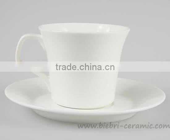 180cc 6oz Plain White Fancy Antique Coffee Cups And Saucers Sets Logo Decal Printing