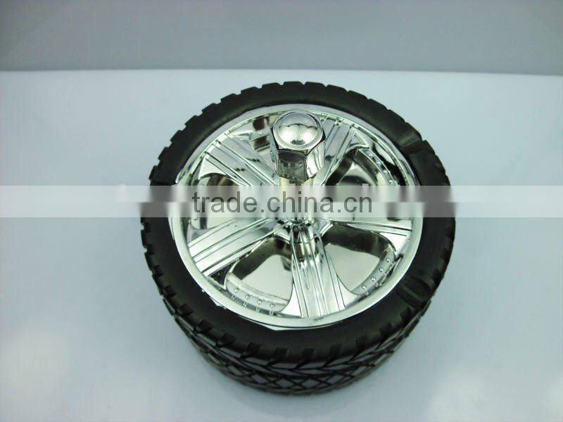 Table Round Metal Ashtray, Wheel Ashtray With Spin Lid