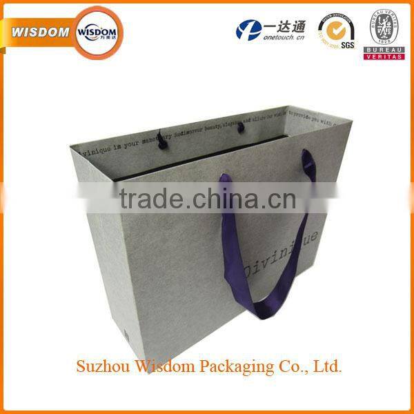 wholesale luxury paper shopping bag with ribbon handle
