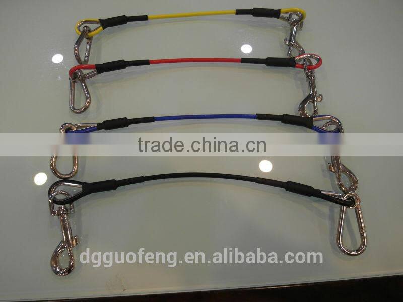 PVC coated wire cable with hook and carabiner