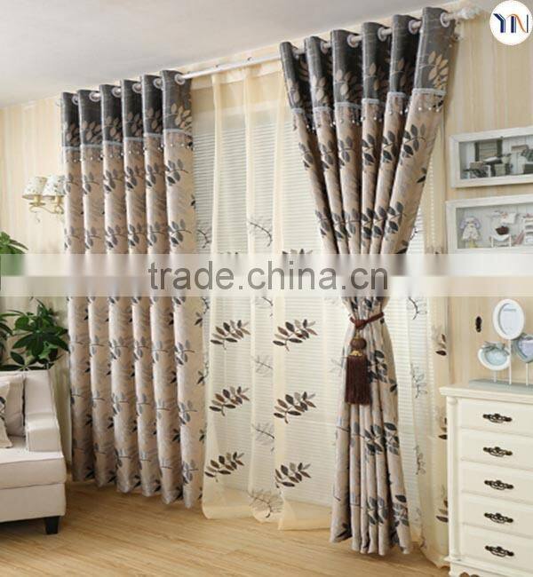polyester jacquard blackout fabric for dubai curtain, curtain for living room, flame retardant finished curtain