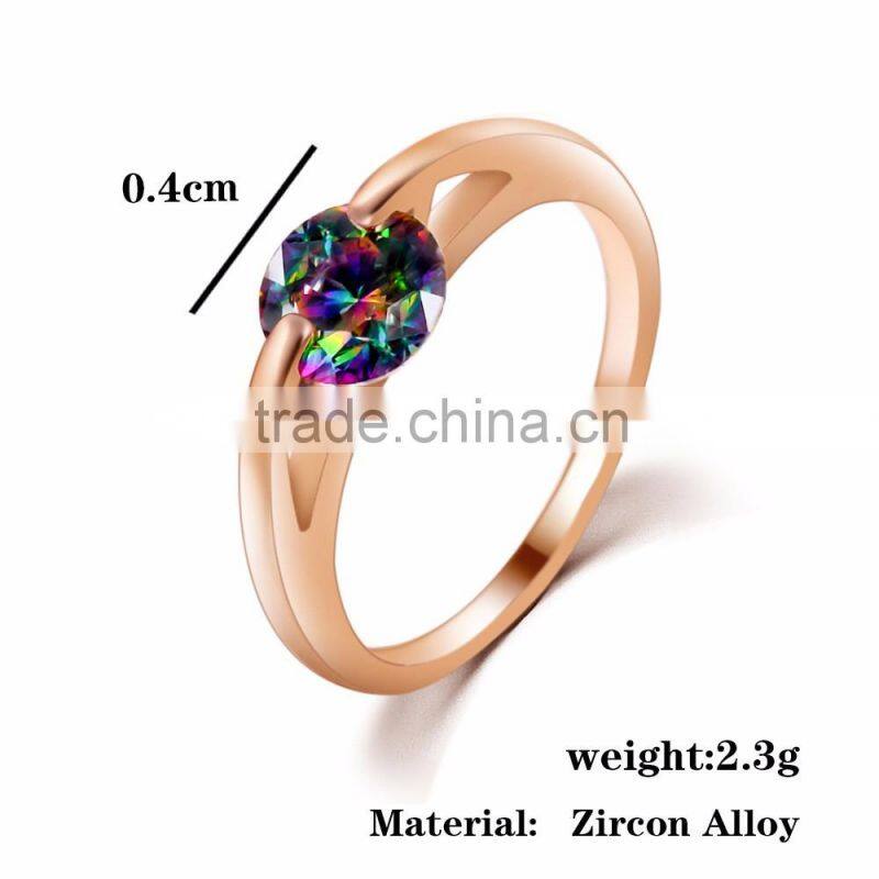 O rings 18k gold plated with color zircon gold ring