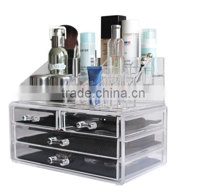 Wholesale Facotry Price 2-Tier Acrylic Cosmetic and Makeup Storage Case Organizer for acrylic drawer storage organizer
