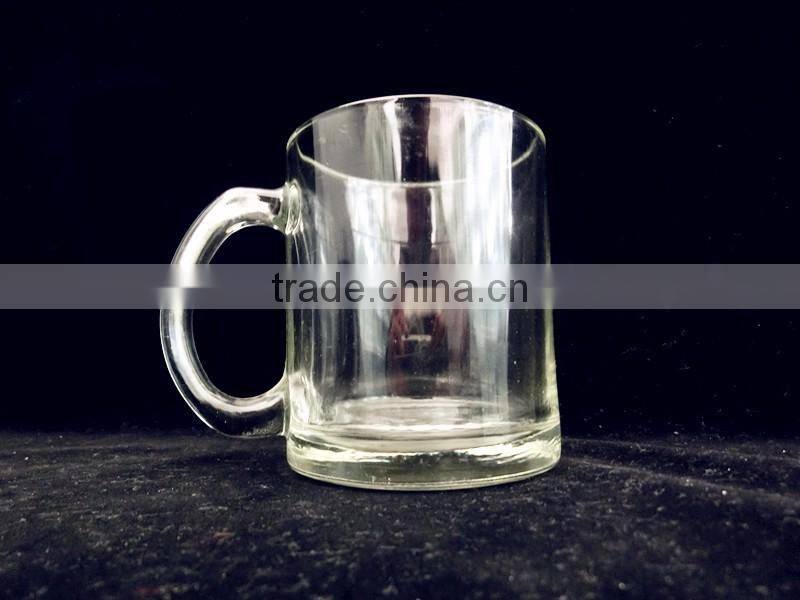 300ml glass cup/clear glass beverage empty cup with handle