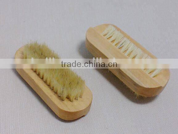 Wooden nail brush with natural bristle