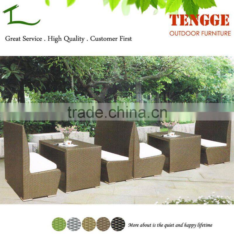 Outdoor Patio Wicker Furniture New Resin Dining Bar Table and Bench