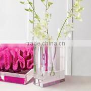 2016 Wholsale tall square crystal candle holder for home decoration